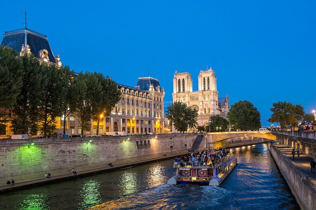 Frankreich, Paris, Gebiet als Weltkulturerbe der UNESCO, die Kathedrale Notre Dame auf der Insel La Cité