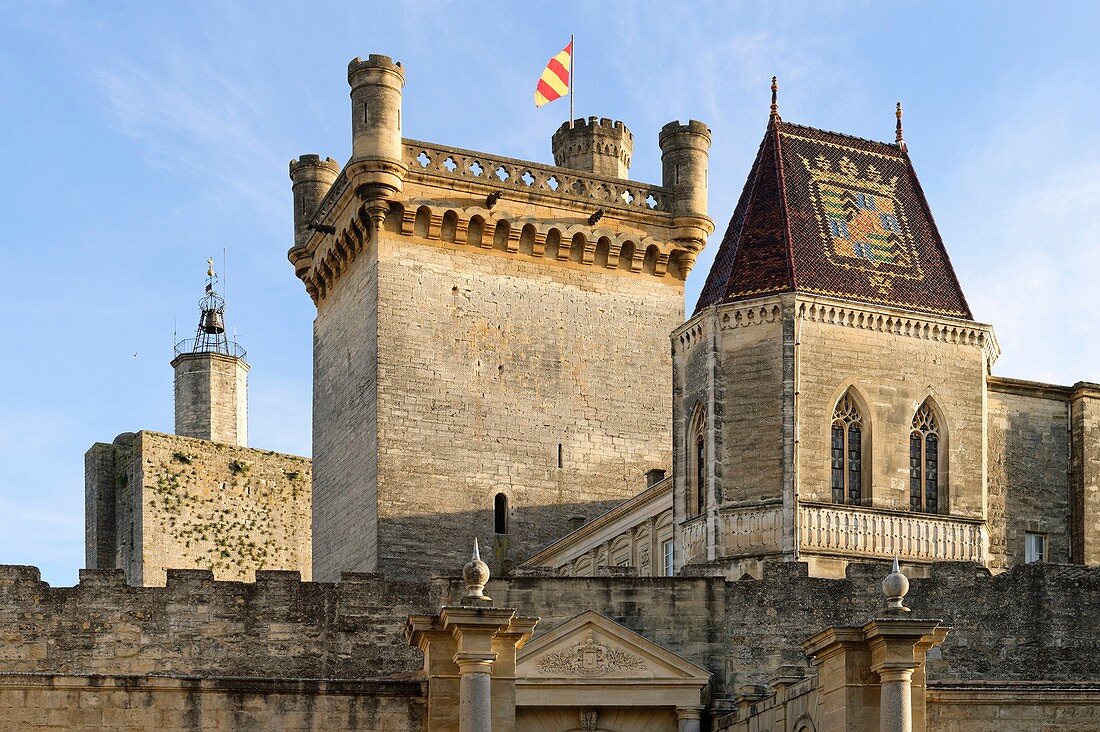 Frankreich, Gard, Pays d'Uzege, Uzes, Herzogliches Schloss, bekannt als das Herzogtum Uzès, der Bermonde-Turm