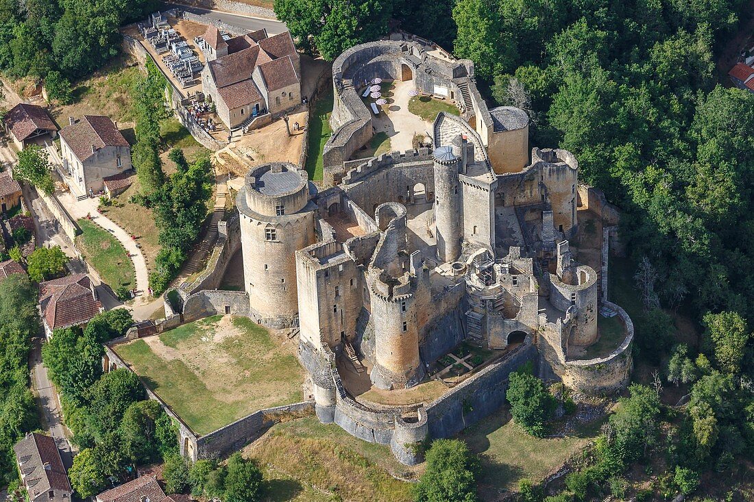 Frankreich, Lot et Garonne, Saint-Front-sur-Lemance, Bonaguil-Burg (Luftaufnahme)
