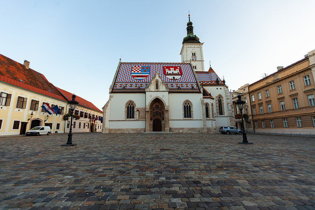 Blick auf die St.-Markus-Kirche, Zagreb, Kroatien