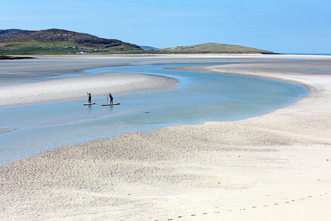 Stand-up paddler on Luskentyre Beach, Isle of Harris, Outer Hebrides