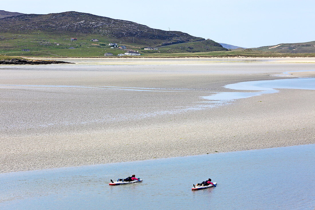 Stand-up paddler on Luskentyre Beach, Isle of Harris, Outer Hebrides