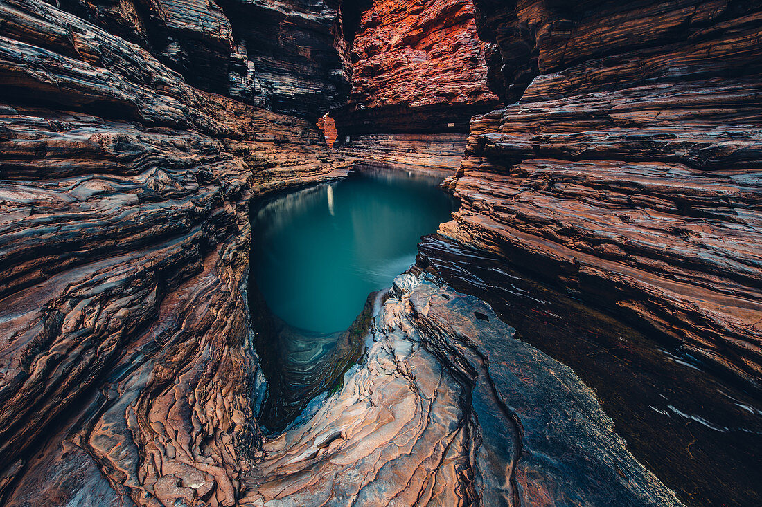 Waterhole in the Hancock Gorge in Karijini National Park in Western Australia, Australia, Oceania;