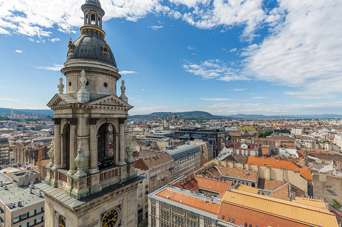 View from the observation deck of St. Stephen's Basilica in Budapest, Hungary