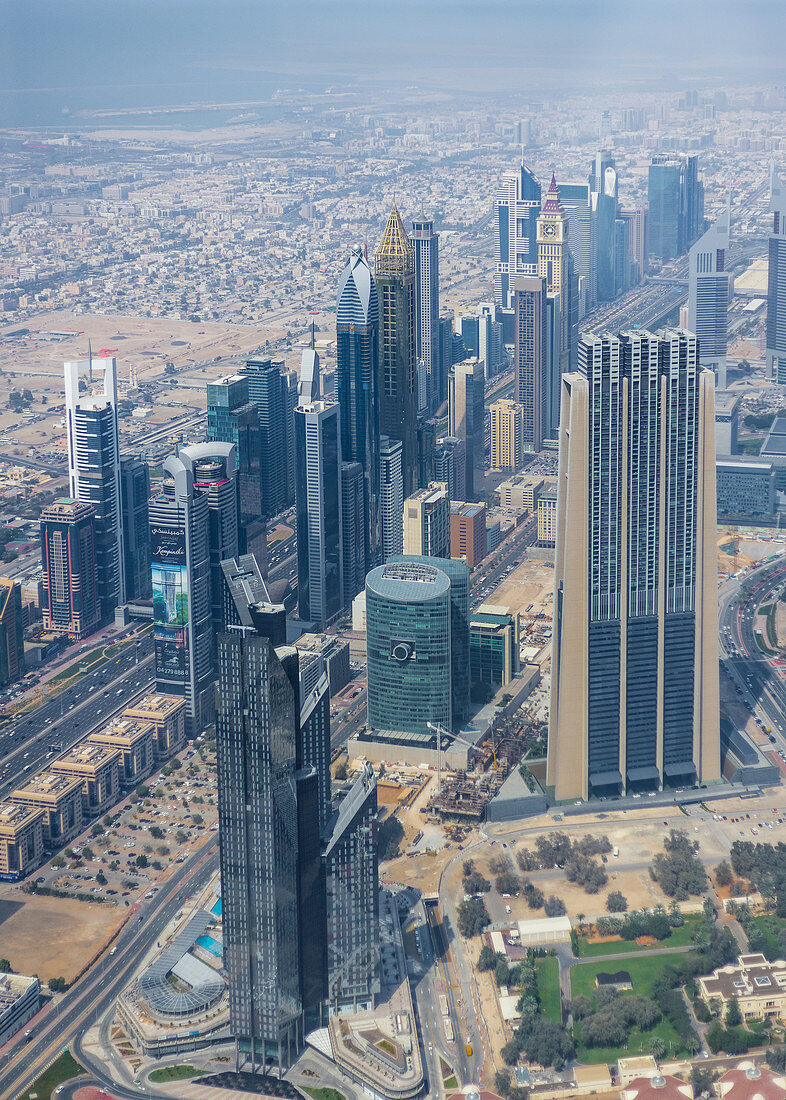 View from Burj Khalifa of Dubai, UAE
