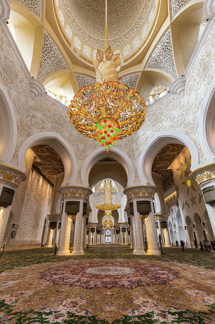 Inside the Sheikh Zayed Grand Mosque in Abu Dhabi, UAE