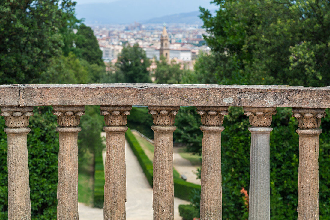 View from the Boboli Gardens of the city of Florence, Italy