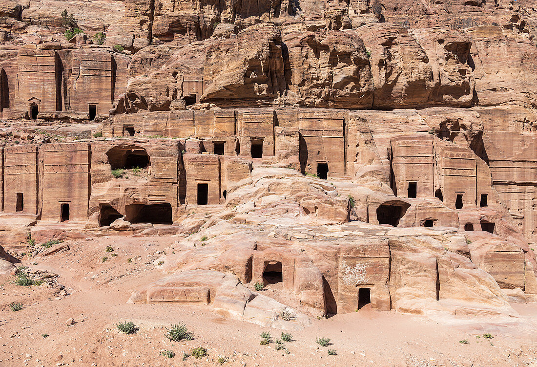 Ruinen in der alten Nabatäerstadt Petra, Jordanien