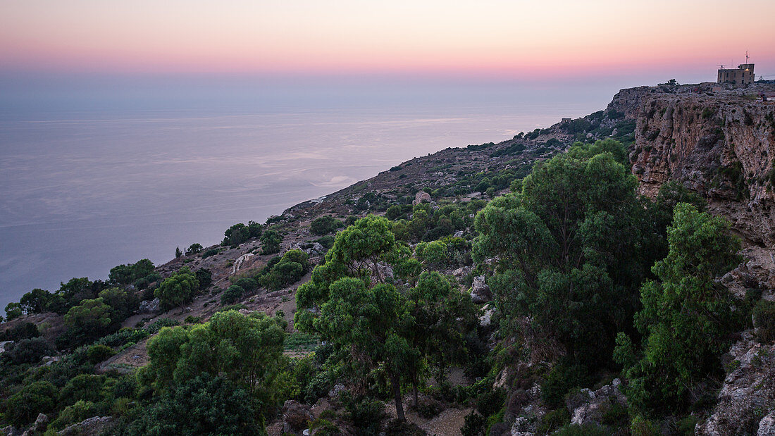 Sunset over the Dingli Cliffs on the coast of Malta