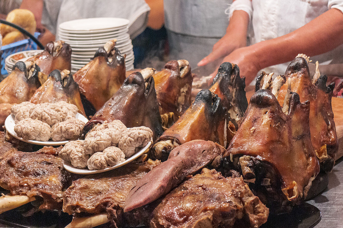 Sheep brain and tongue served at Djemaa El Fna in Marrakech, Morocco