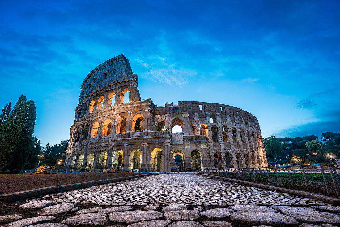 Early morning in front of the Colosseum in Rome, Italy