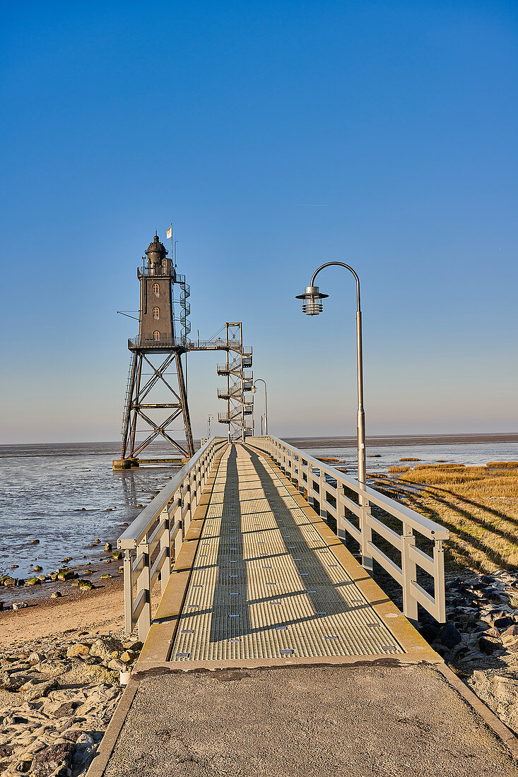 Obereversand lighthouse, Wurster North Sea Coast, Dorum, Lower Saxony, Germany