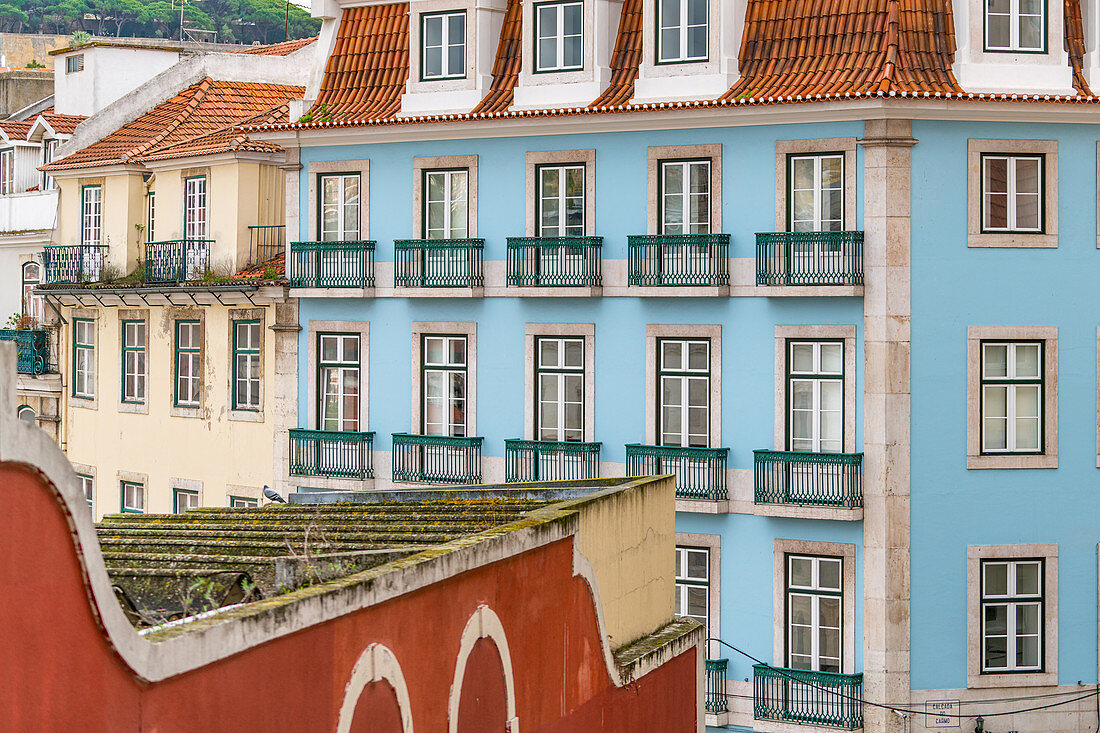 Facades of houses in Lisbon, Portugal