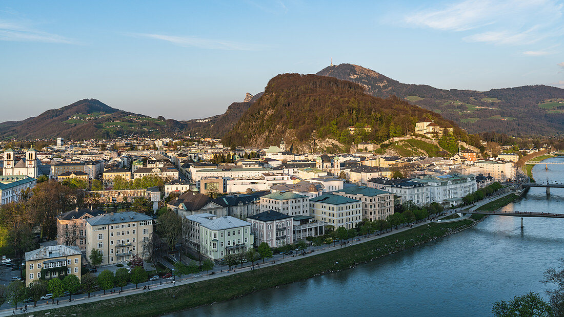 View from the Mönchsberg over the city of Salzburg, Austria