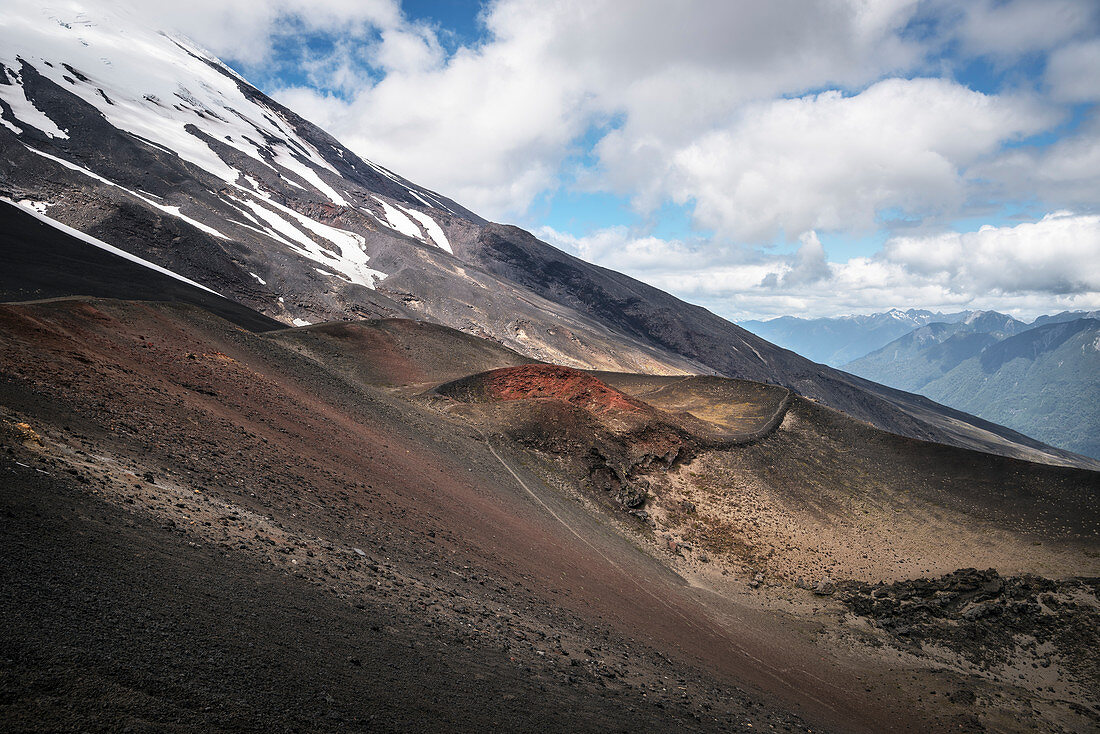Detail of the volcanic landscape on the Osorno, Region de los Lagos, Chile, South America