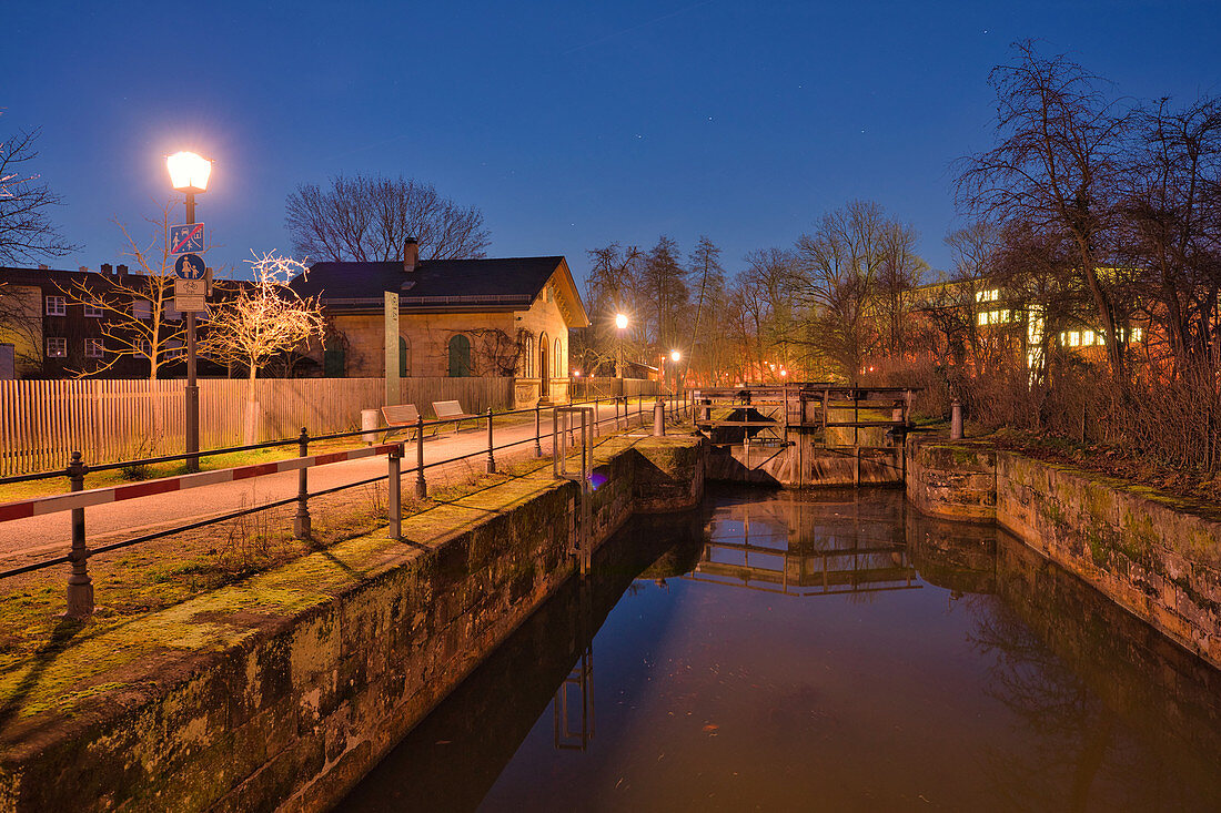 Schleuse 100 in Bamberg, Ludwig-Donau-Main-Kanal, Oberfranken, Franken, Bayern, Deutschland, Europa