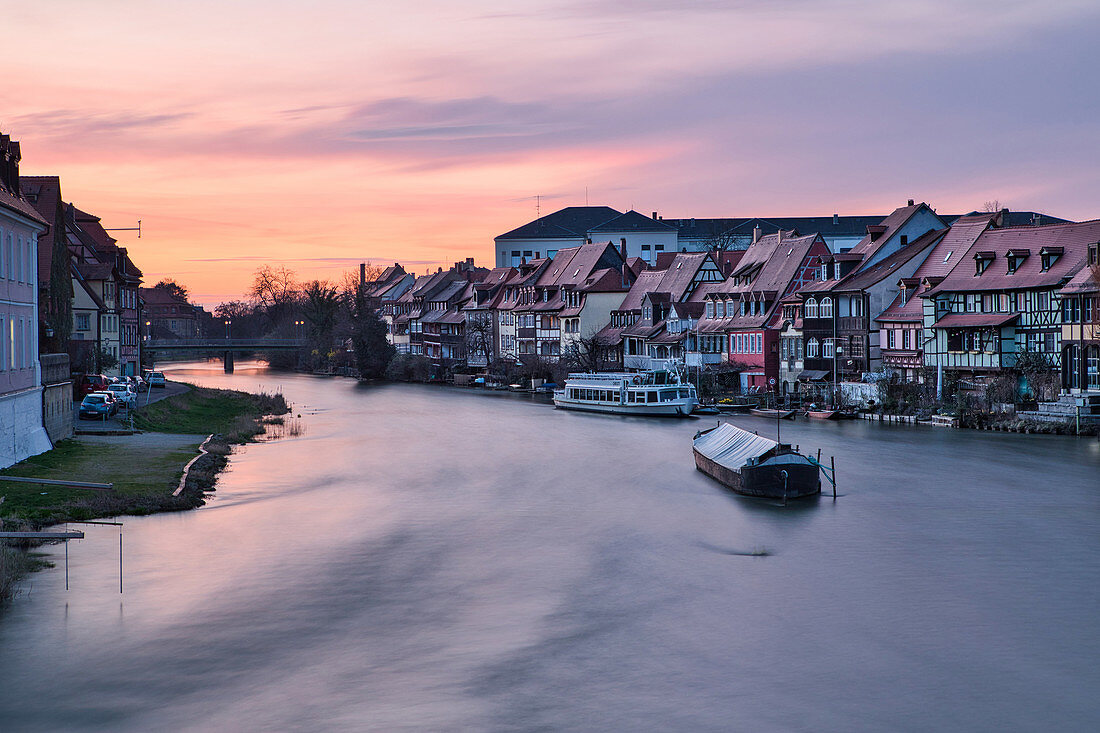 Blick auf Klein Venedig in Bamberg, Regnitz, Oberfranken, Franken, Bayern, Deutschland, Europa