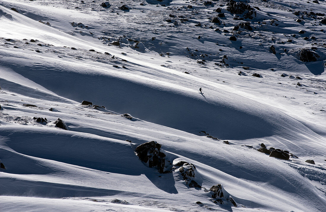 Off-piste skiing in the Thredbo ski area, NSW, Australia