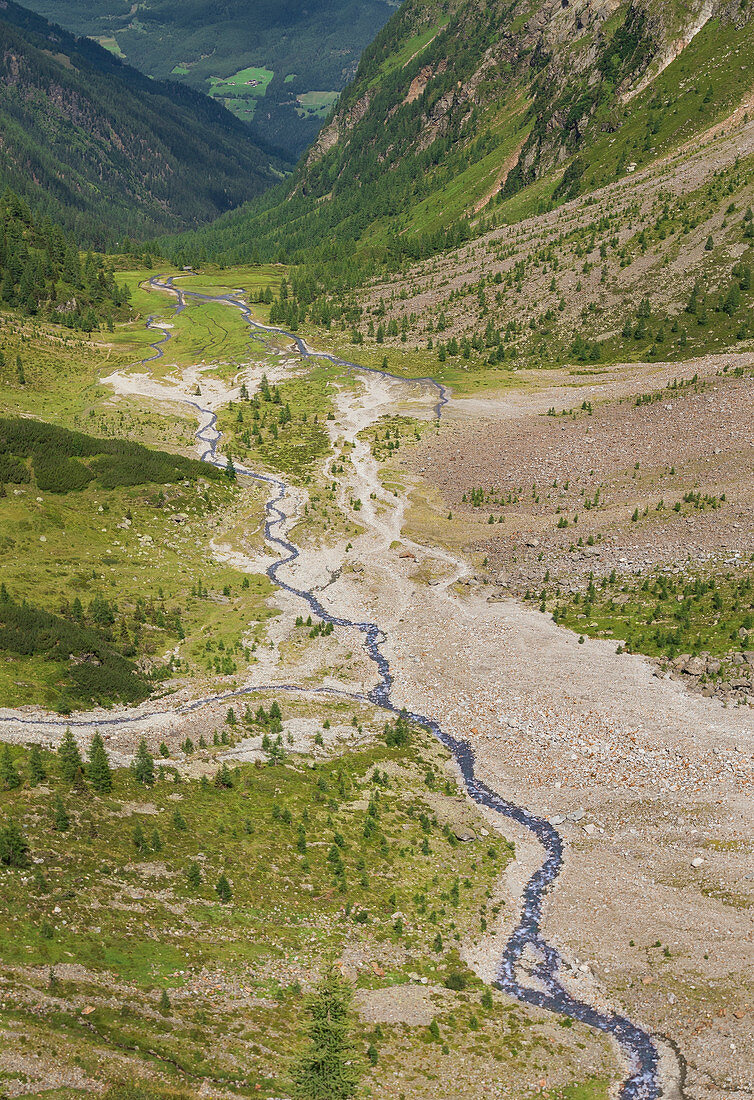 Gradenbach im Gradental im Nationalpark Hohe Tauern, Blick auf Gradenmoos, Österreich