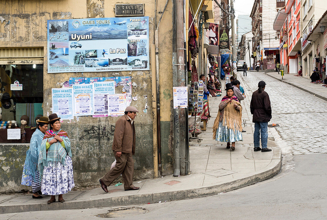 La Paz, Bolivia - December 11, 2011: Bolivians in a Neighborhood.