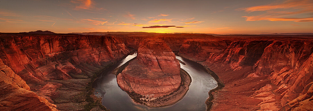 Horseshoe Bend, USA - April 25, 2010. The Horseshoe Bend seen at sunset from the lookout area in Utah.
