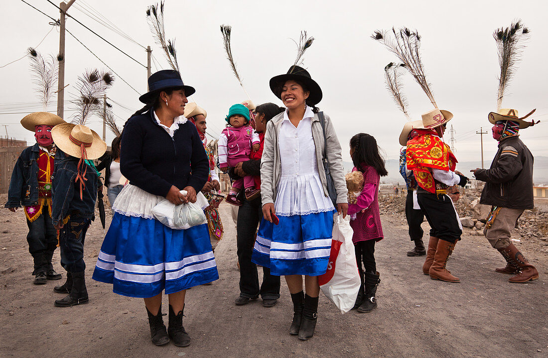 Arequipa, Peru - December 25, 2011: A group of people wearing festive clothing.