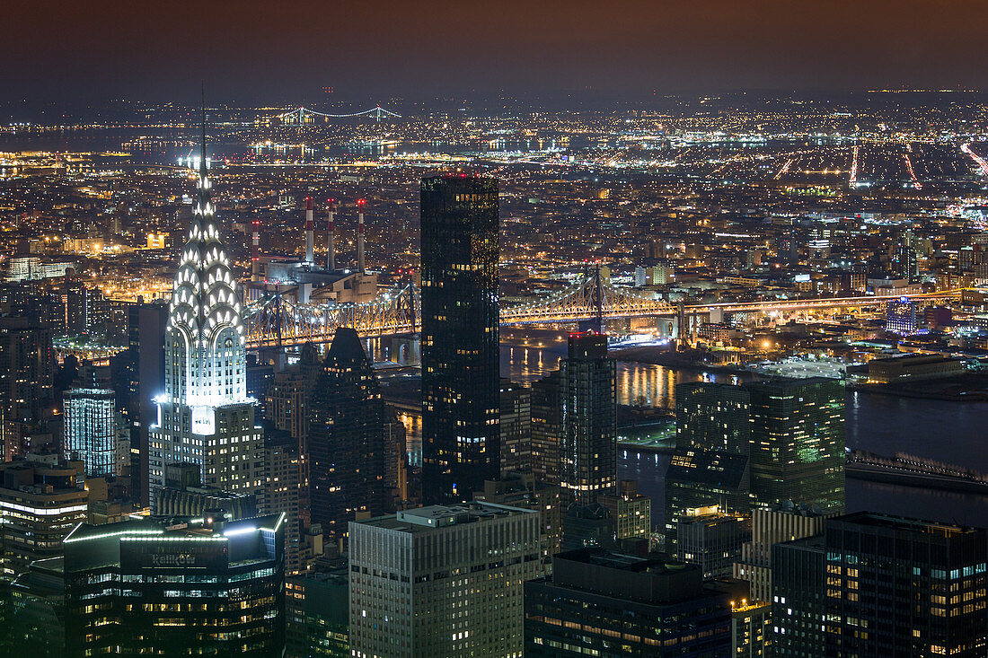 View from the Empire State Building onto the Chrysler Building, New York City, USA
