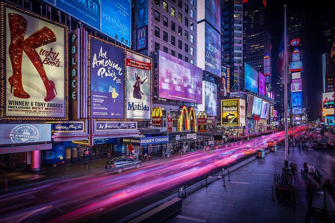At night in Time Square, New York City, USA