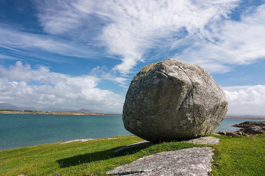 Round stone at Gurteen Bay, Roundstone, County Galway, Ireland