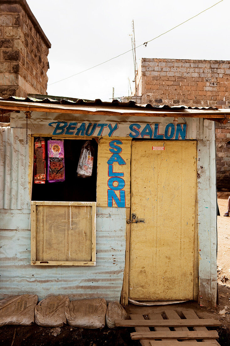 Beauty salon in the slum, Eastleigh, Nairobi, Kenya