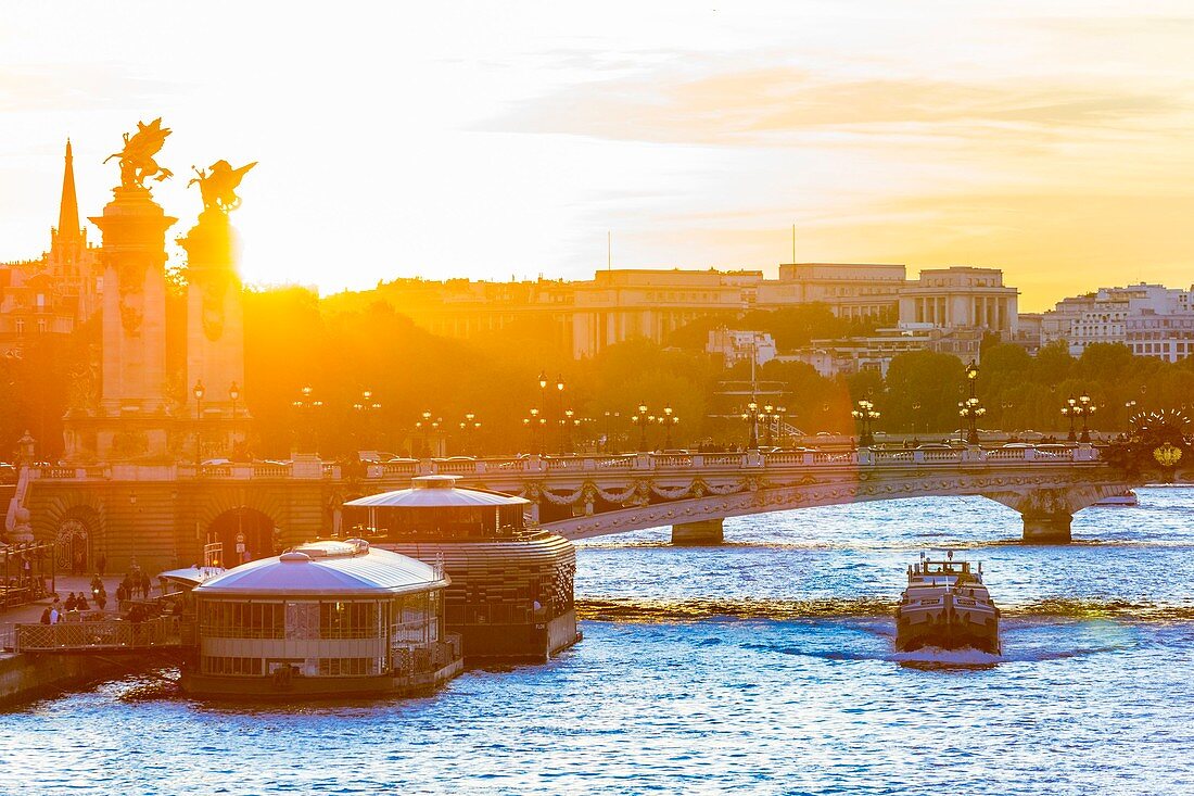 France, Paris, area listed as World Heritage by UNESCO, and Pont Alexandre III