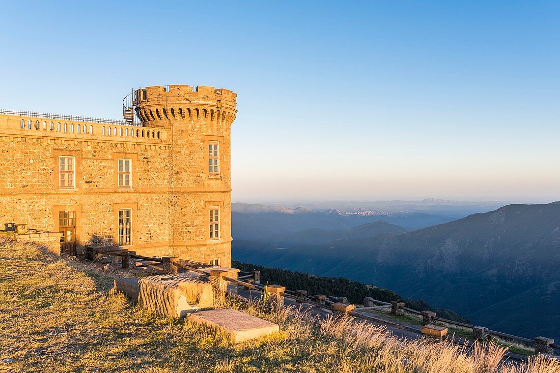 France, Gard, the Causses and the Cevennes, Mediterranean agro-pastoral Cultural Landscape listed as a UNESCO World Heritage site, Cevennes national park, Mount Aigoual in the south of Central Massif between Gard and Lozere (alt : 1565 m), meteorological observatory