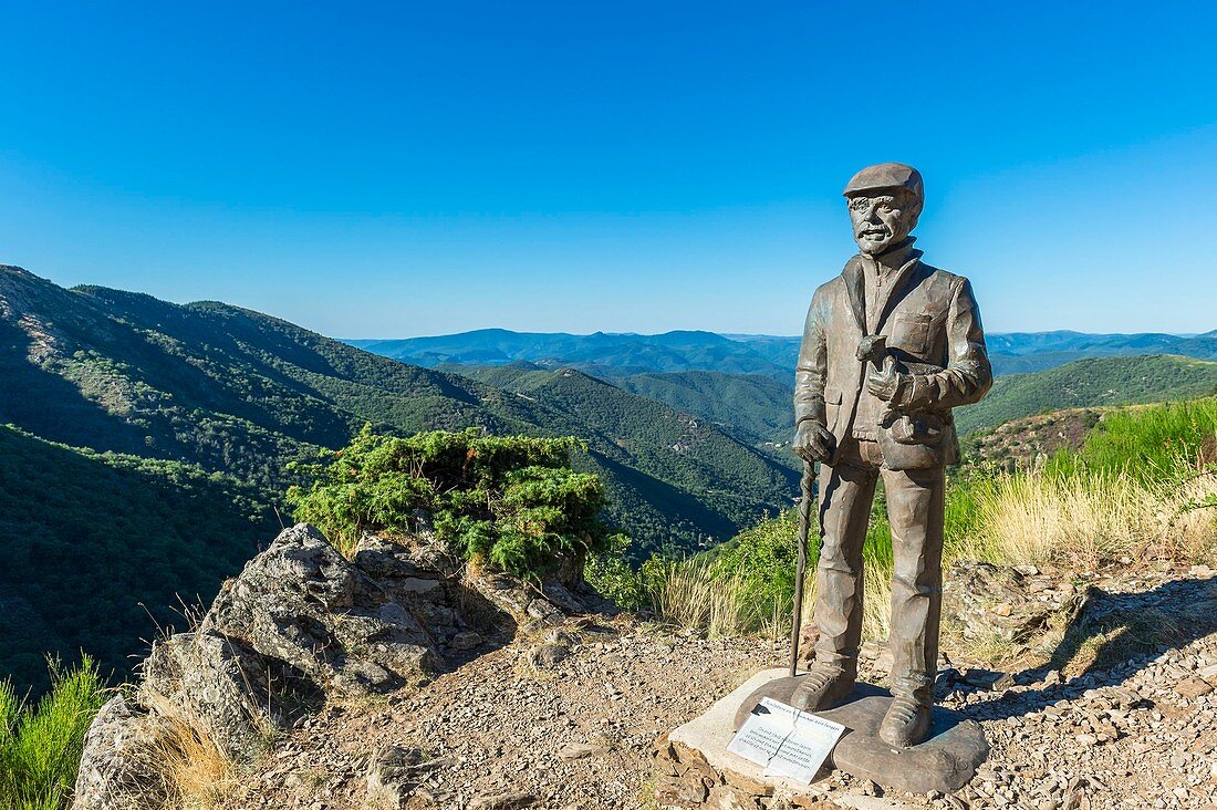 France, Gard, the Causses and the Cevennes, Mediterranean agro-pastoral Cultural Landscape listed as a UNESCO World Heritage site, Cevennes national park, Asclier pass (alt : 905 m), tribute to the shepherds