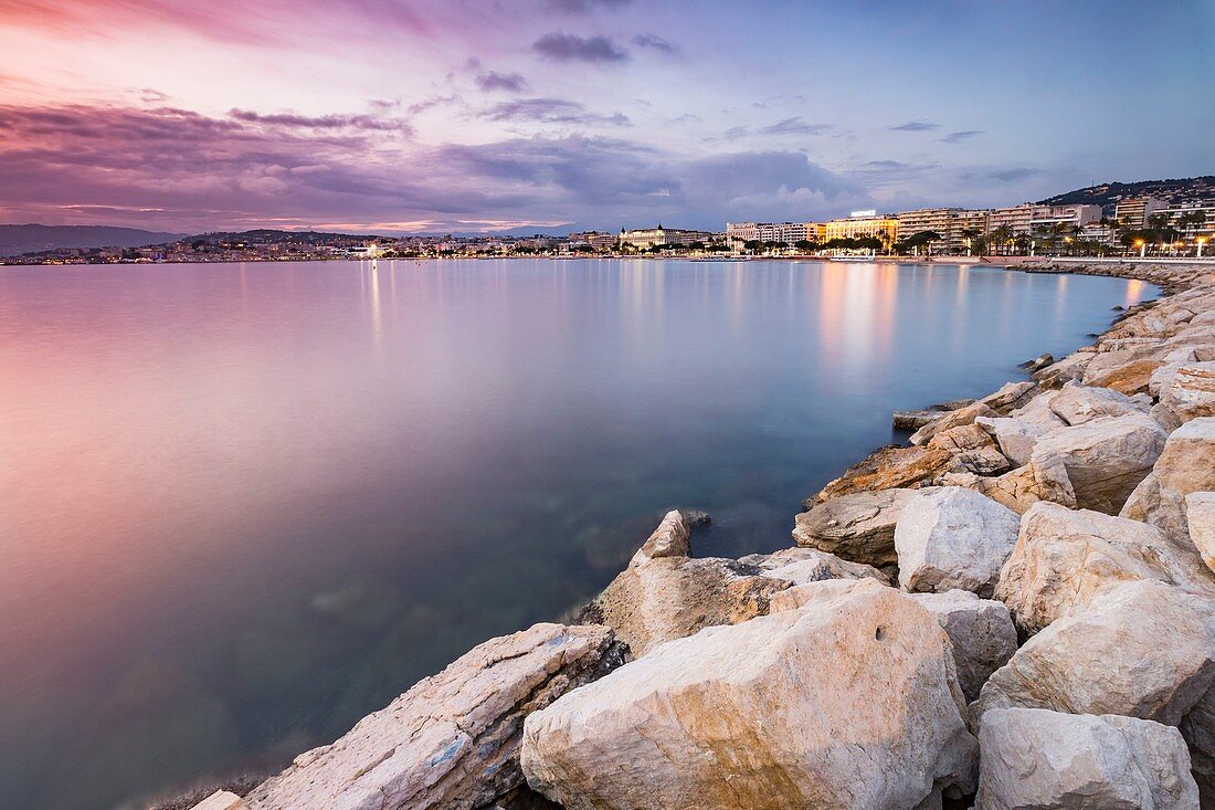 France, Alpes-Maritimes, Cannes, the Croisette from Pierre Canto Port