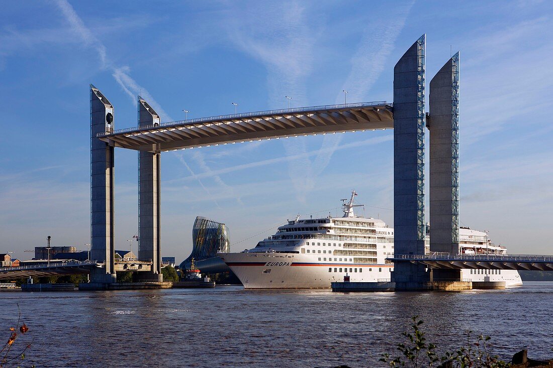 France, Gironde, Bordeaux, area classified as World Heritage, Chaban-Delmas bridge