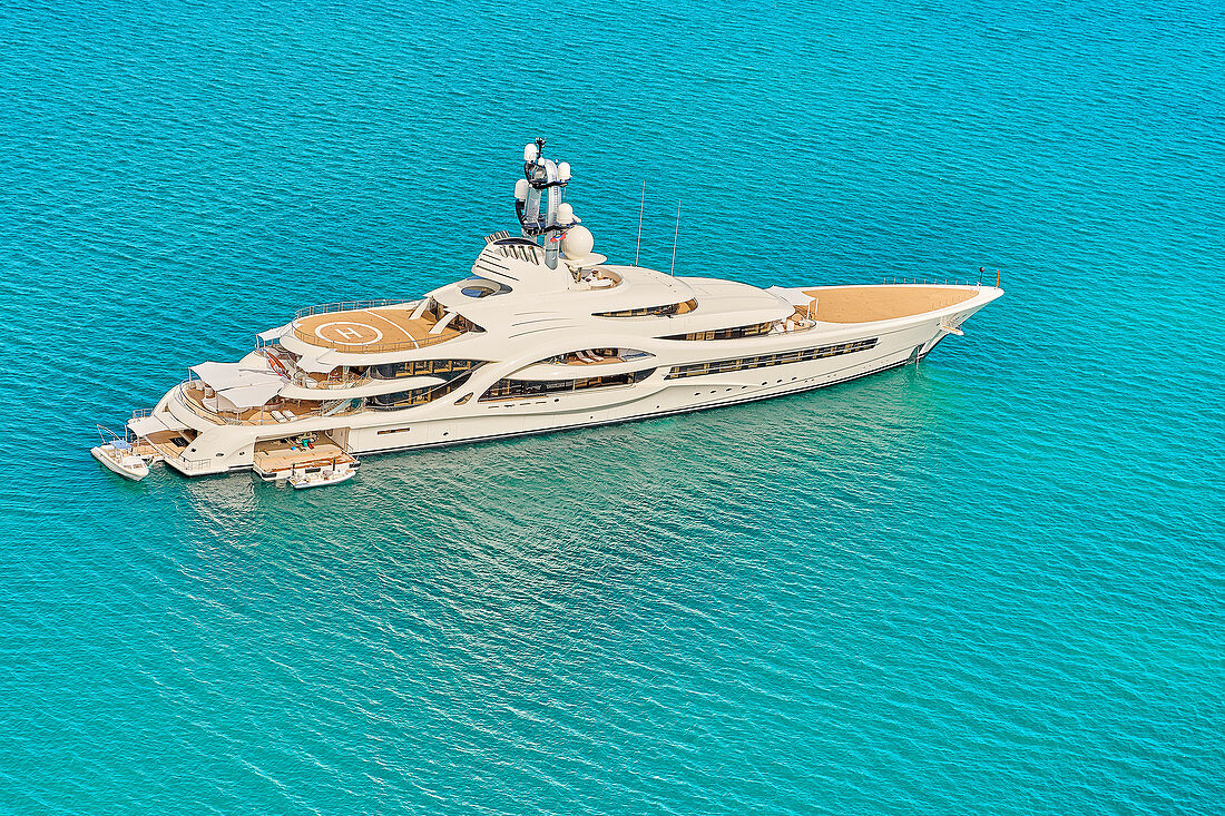 Luxury yacht off Antigua, Caribbean, Central Ametica