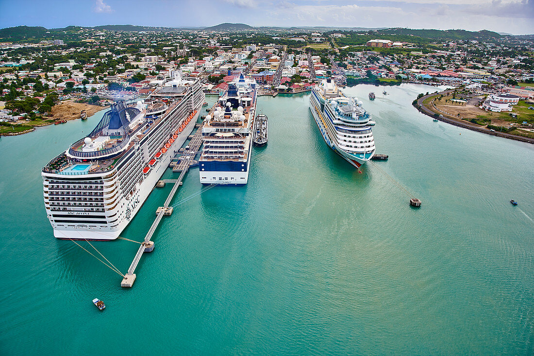 View over the port of Antigua, Caribbean, Central America