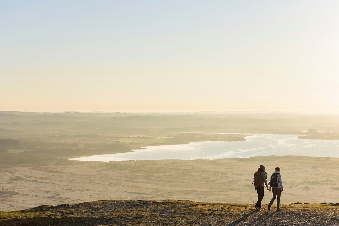 France, Finistère, Saint-Rivoal, sunrise on Monts d'Arrée near Mont Saint-Michel of Brasparts