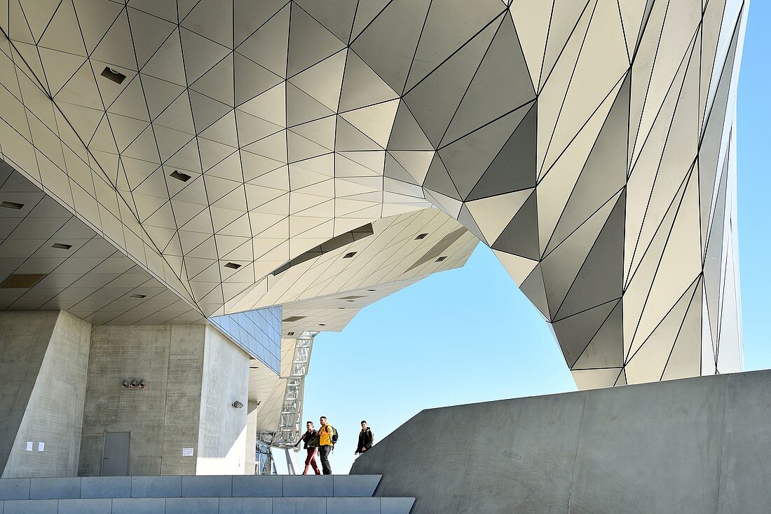 Frankreich, Rhône, Lyon, Bezirk La Confluence südlich der Presqu'île, der erste französische Bezirk, der vom WWF als nachhaltig zertifiziert wurde, das Musée des Confluences, ein Museum für Wissenschaft und Gesellschaft am Zusammenfluss von Rhône und Saône, entworfen von der österreichischen Firma Coop Himmelb(l)au