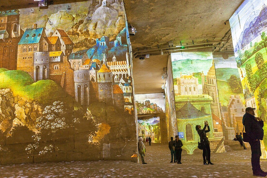 France, Bouches du Rhone, Les Baux de Provence, the Carrieres de Lumieres, audiovisual show on Bosch, Brueghel, Arcimboldo