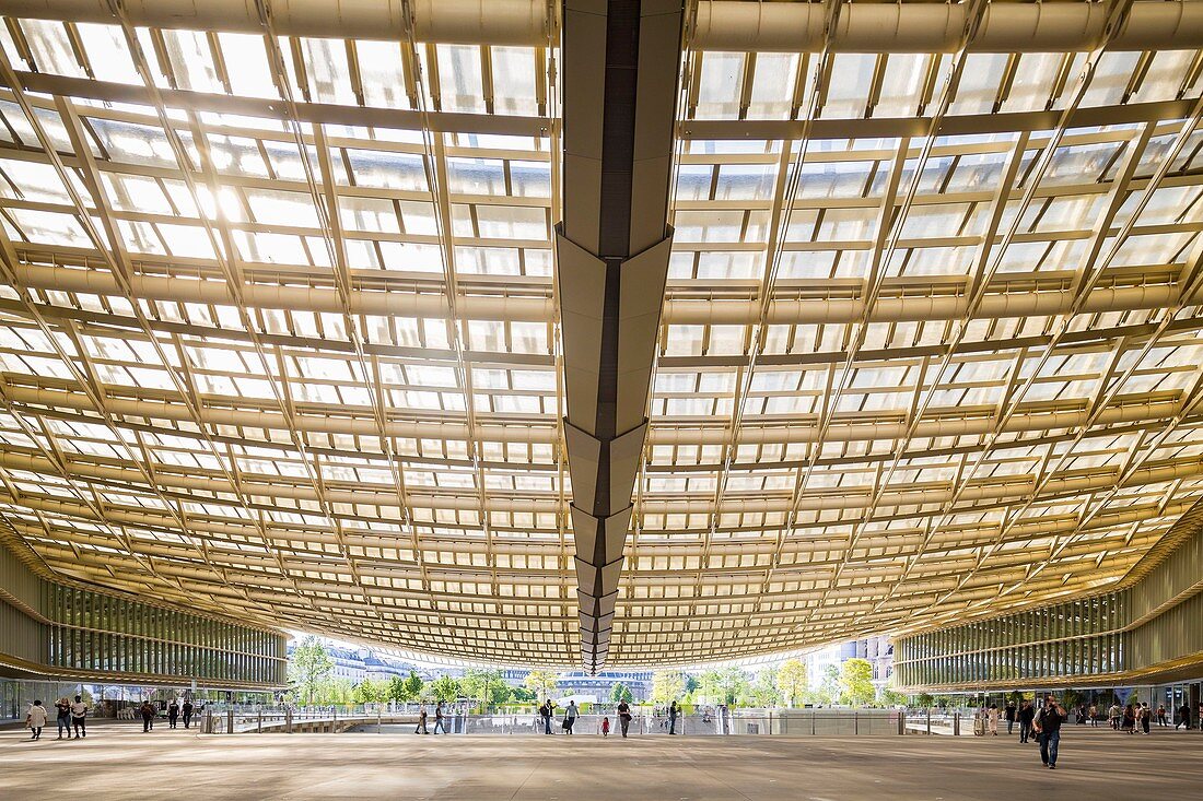 France, Paris, the canopy of the Forum des Halles made of glass and metal, designed by Patrick Berger and Jacques Anziutti and inaugurated on 5 April 2016
