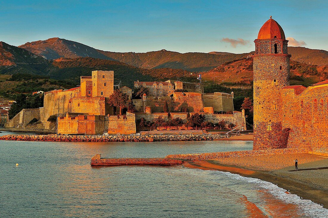 France, Pyrenees Orientales, Collioure, royal castle and church of Our Lady of the Angels