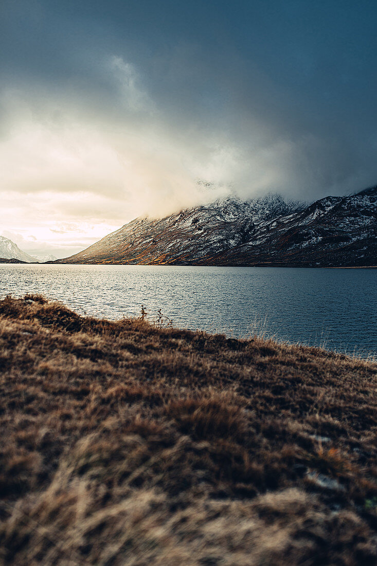 Lago Bianco in the evening mood, Upper Engadine, Engadin, Switzerland, Europe