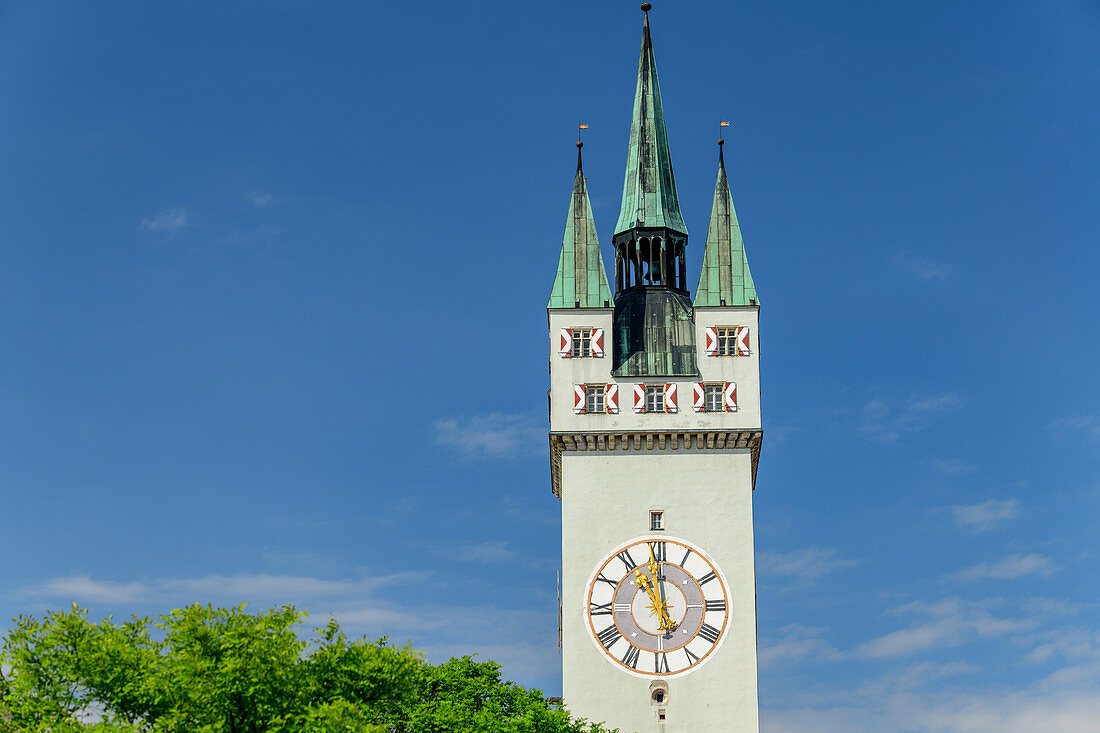Stadtturm, Straubing, Donau-Radweg, Niederbayern, Bayern, Deutschland