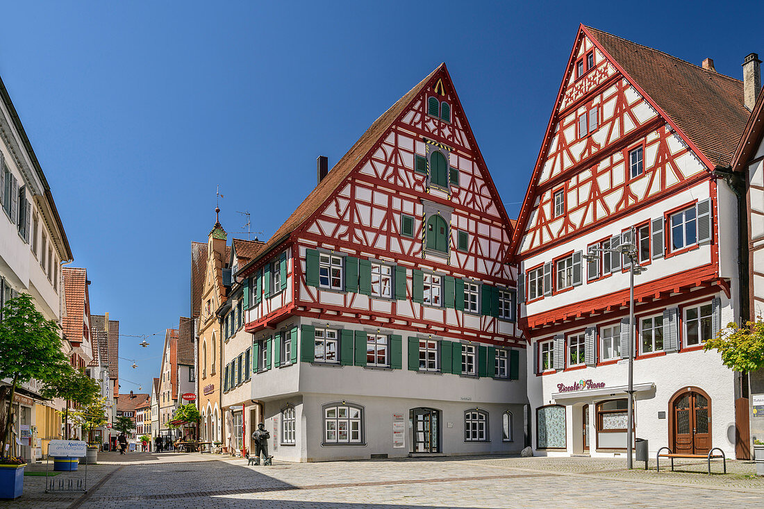 Half-timbered houses in Riedlingen, Riedlingen, Danube Cycle Path, Baden-Württemberg, Germany