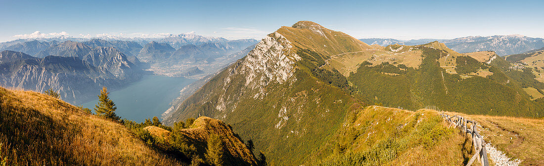 Panoramic view from Monte Baldo on Lake Garda, Lake Garda mountains, Veneto, Italy