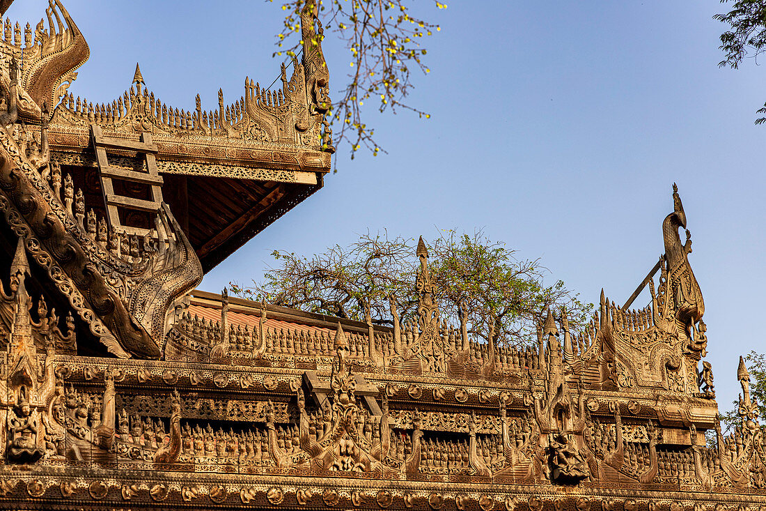 Shwenandaw Monastery (Gold Palace Monastery) made of teak. Mandalay, Myanmar