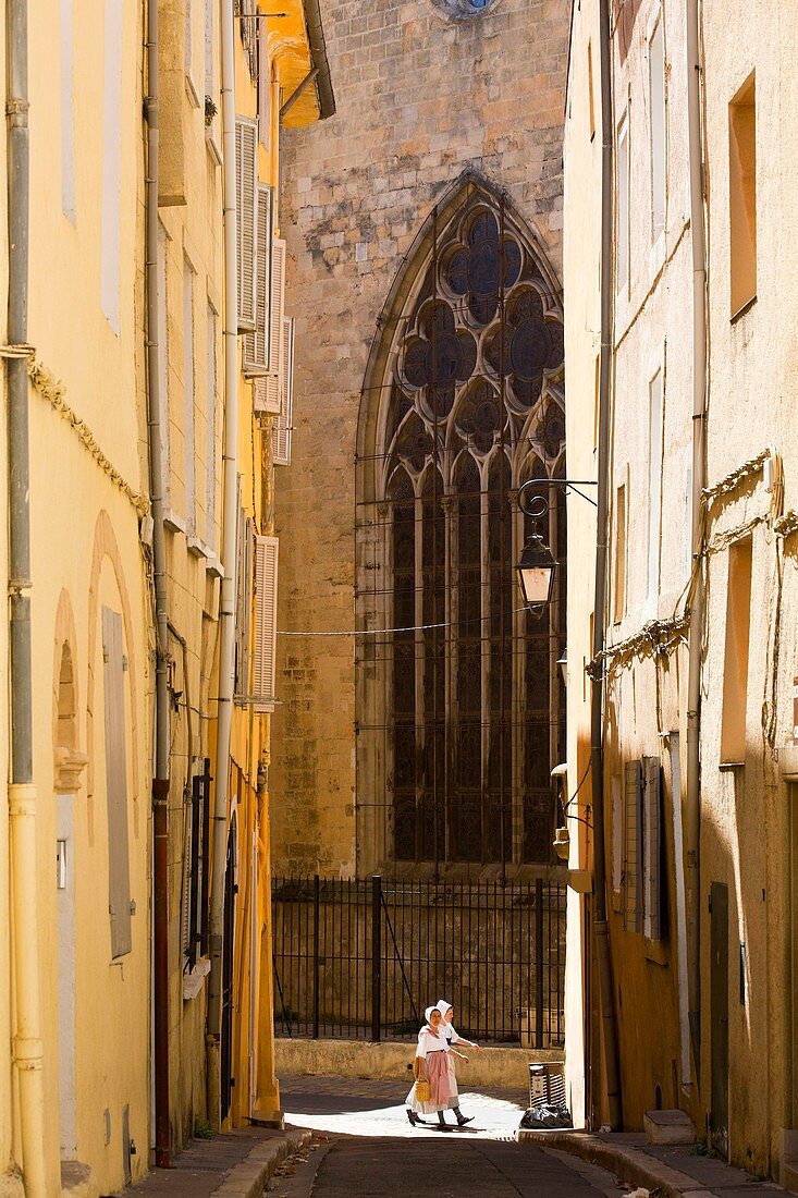 France, Bouches du Rhone, Aix en Provence, Clovis Hugues Street, Church of St. John of Malta (XIII century), historical monument