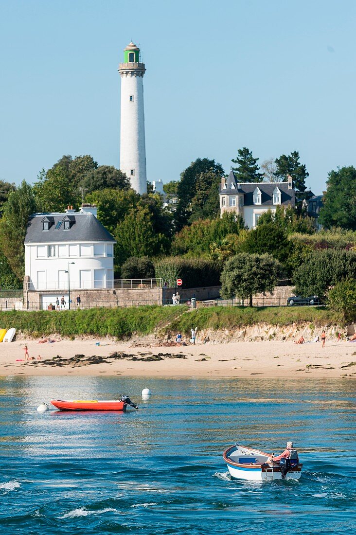 France, Finistere, Benodet, the harbor and the mouth of the Odet