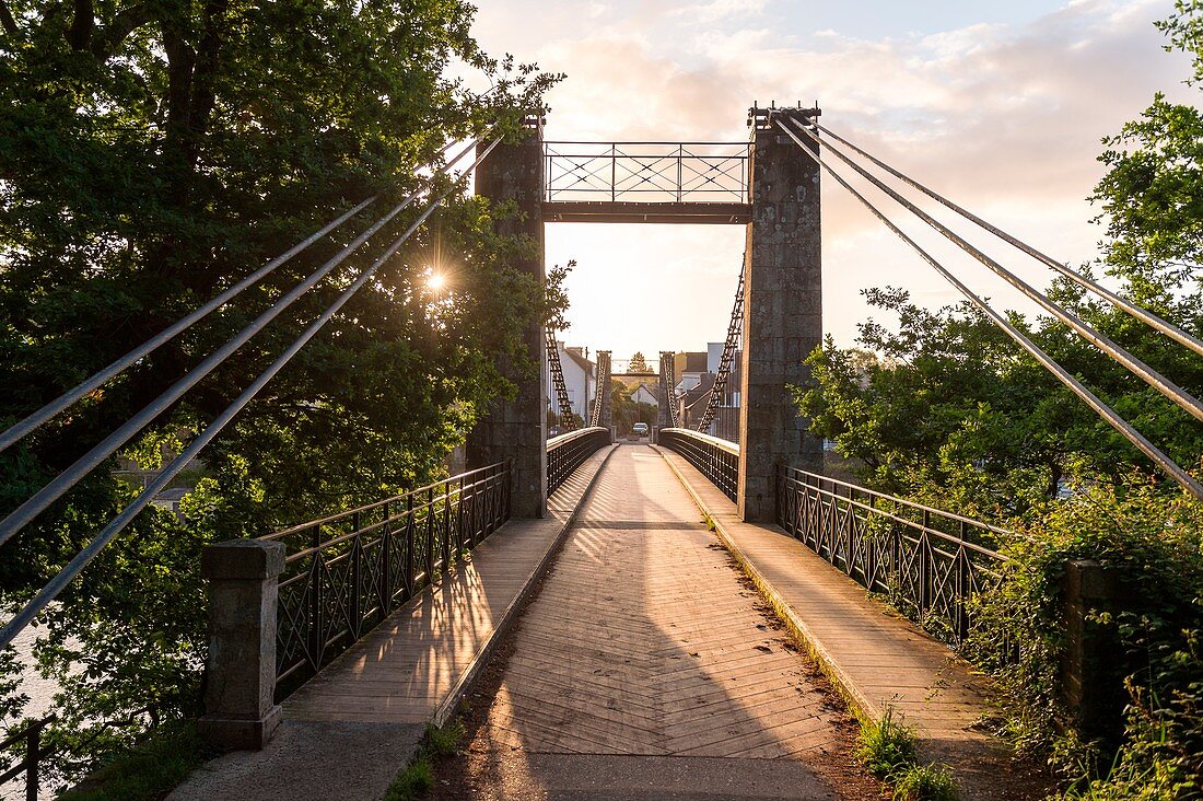 France, Morbihan, Le Bono, the suspension bridge of Bono